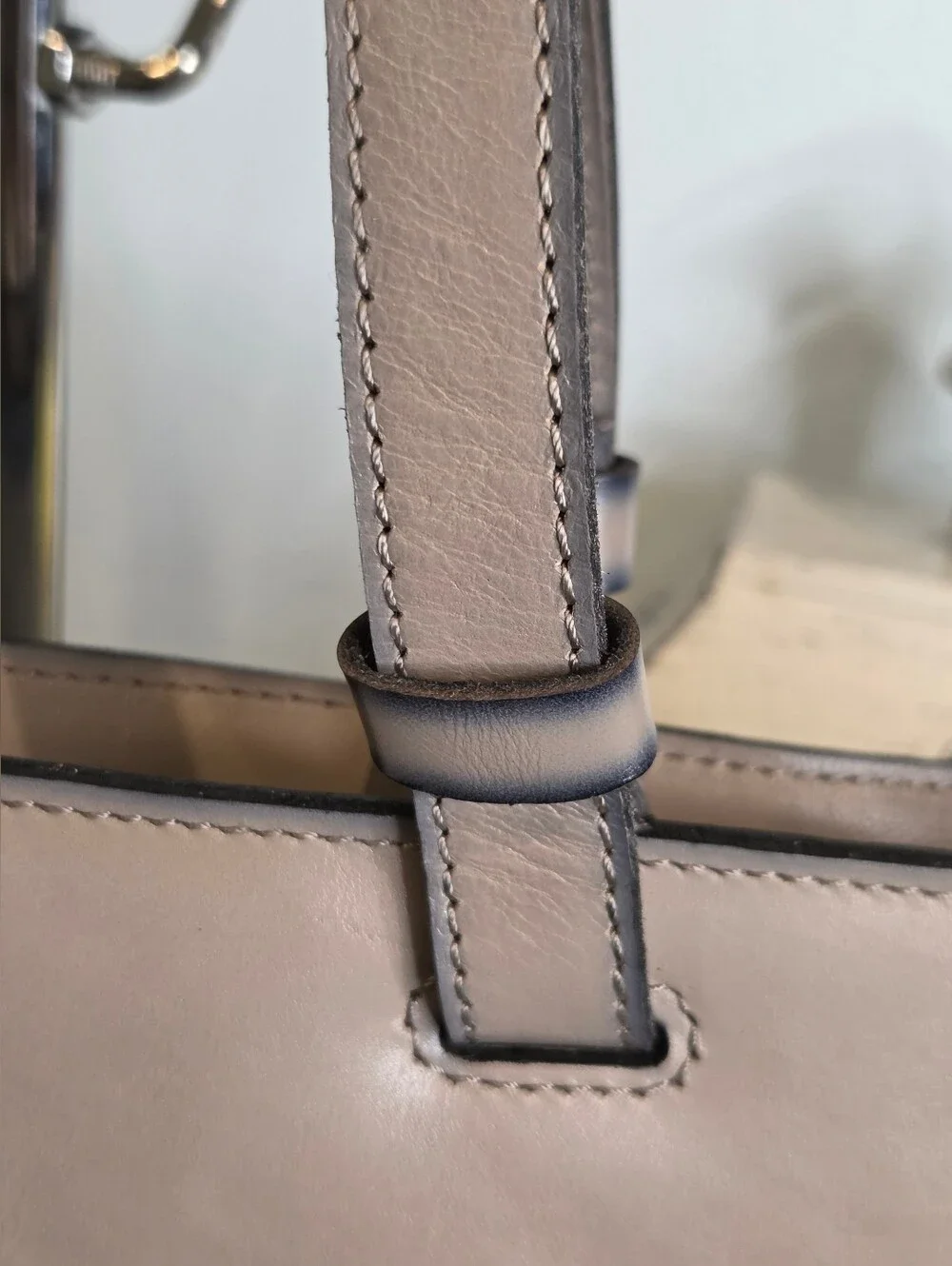 Patricia Nash Madison Leather Tote Bag Gray Stone